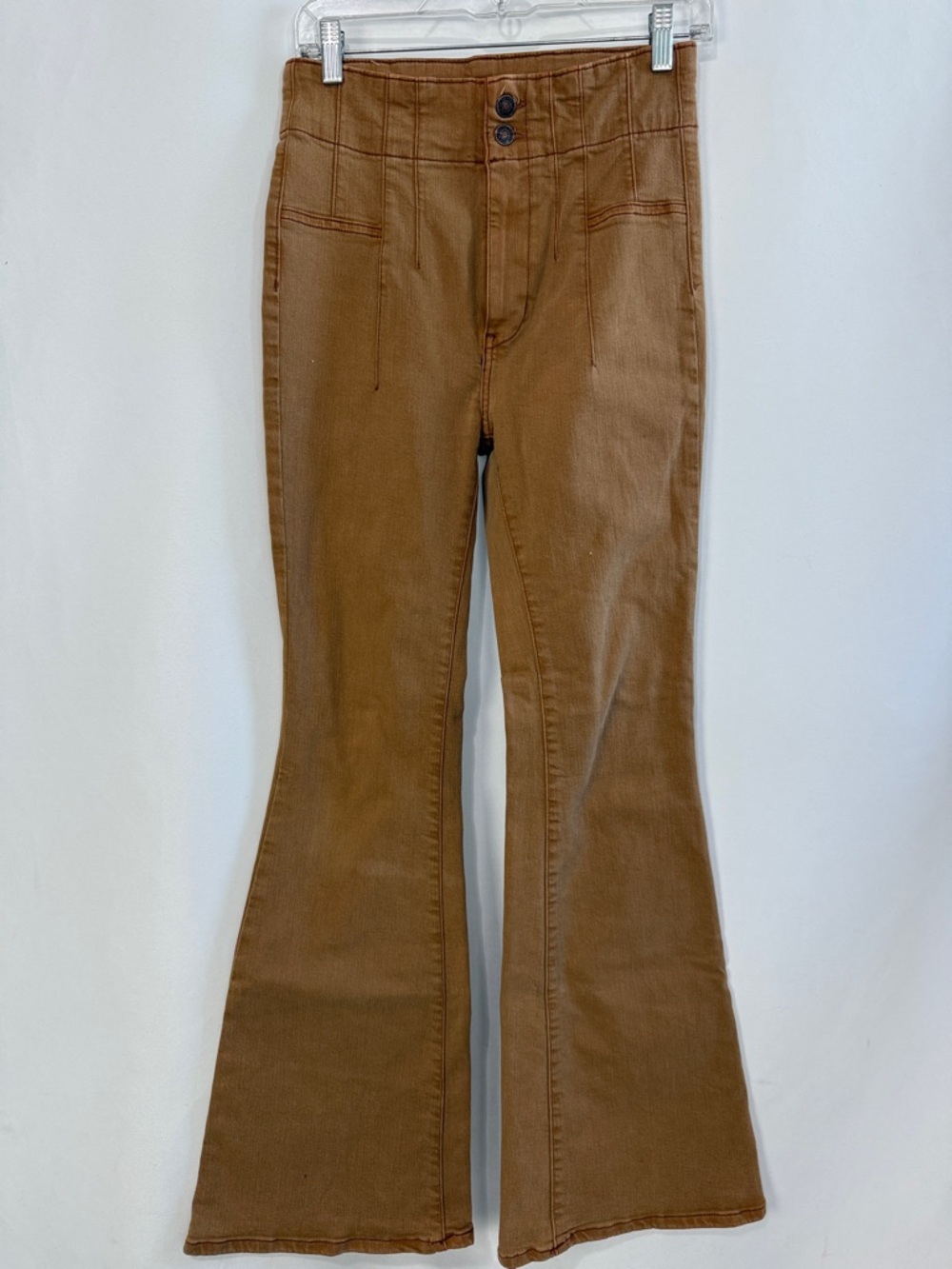 WE THE FREE TAN HIGH WAISTED WIDE LEG JEANS